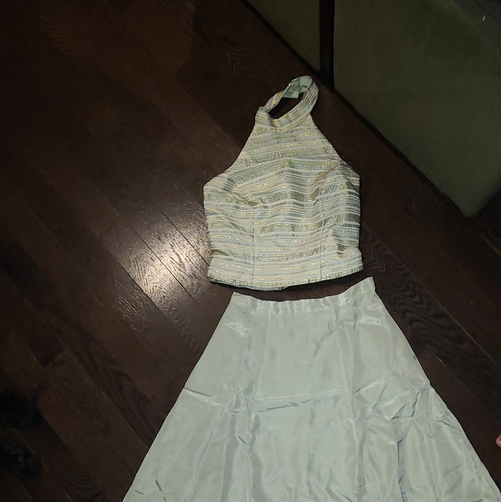2 piece halter and floor length skirt